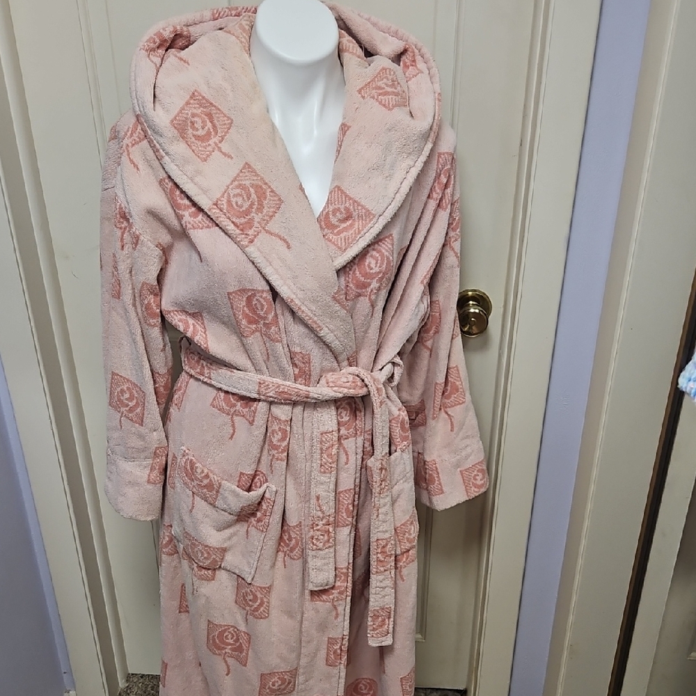 Victoria's secret vintage terry clothPink Hooded Women's Coat Robe